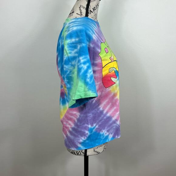 NWT Pink Floyd tie dye raw cut cropped short sleeve T-Shirt - Picture 6 of 8